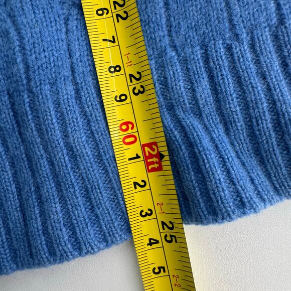 GRANT THOMAS 2 Ply Cashmere Pullover Sweater Crew Neck Soft Fuzzy Blue Size L - Picture 8 of 8